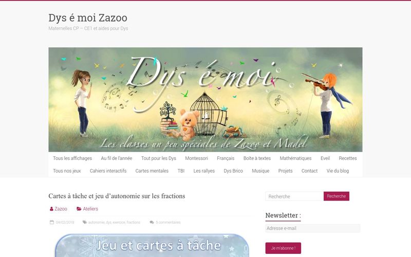 Cartes à tâche et jeu d'autonomie sur les fractions - Dys é moi Zazoo